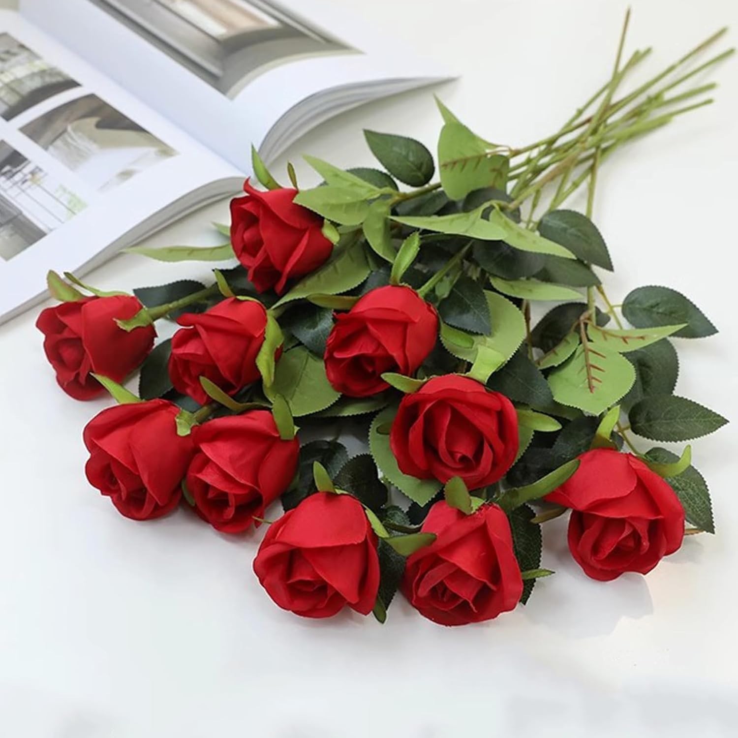 20PCS Floral Wire Stem with Leaves and 20PCS Artificial Flower Calyxes Set, f…