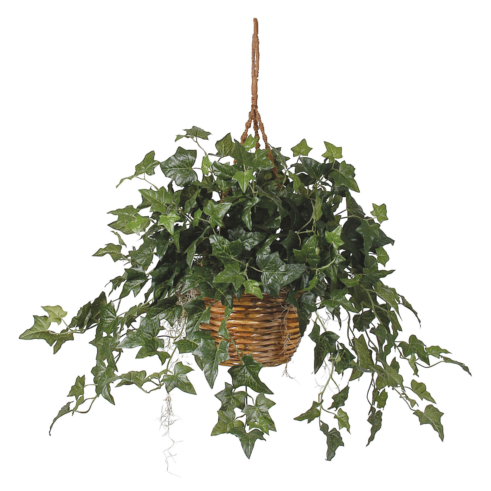 English Ivy Hanging Basket Silk Plant Nearly Natural w/360 Emerald Green Leaves