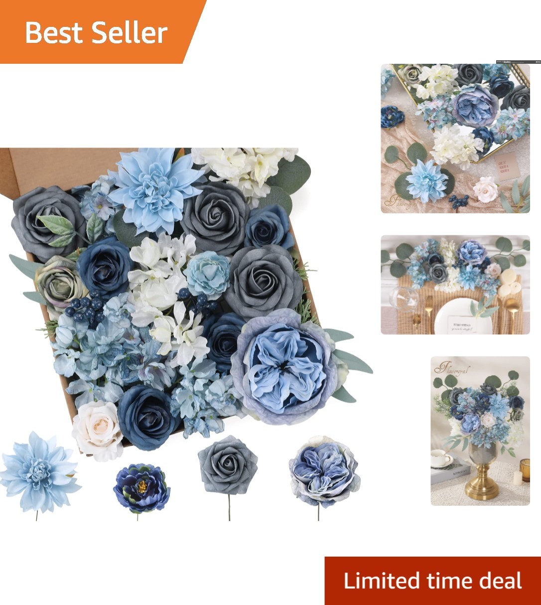 Gorgeous Dusty Blue Mixed Artificial Flowers – Ideal for Events & Home Styling