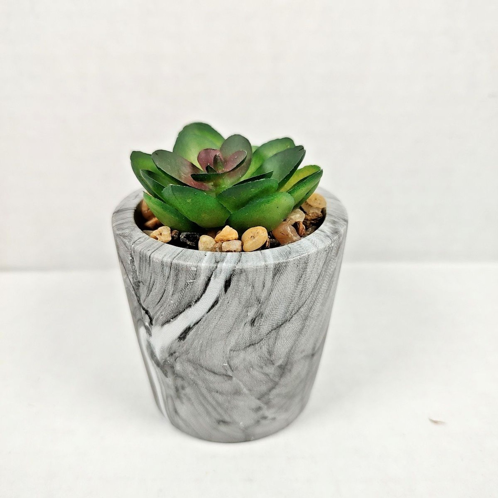 Mini Potted Plant Artificial Succulent Faux Marble 3.5″ x 3″ Mountain Crest