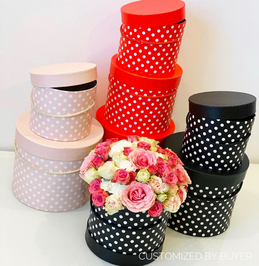 Premium Quality Round Flower Box, Floral Gift Box, Set of 3 pcs, with Lids