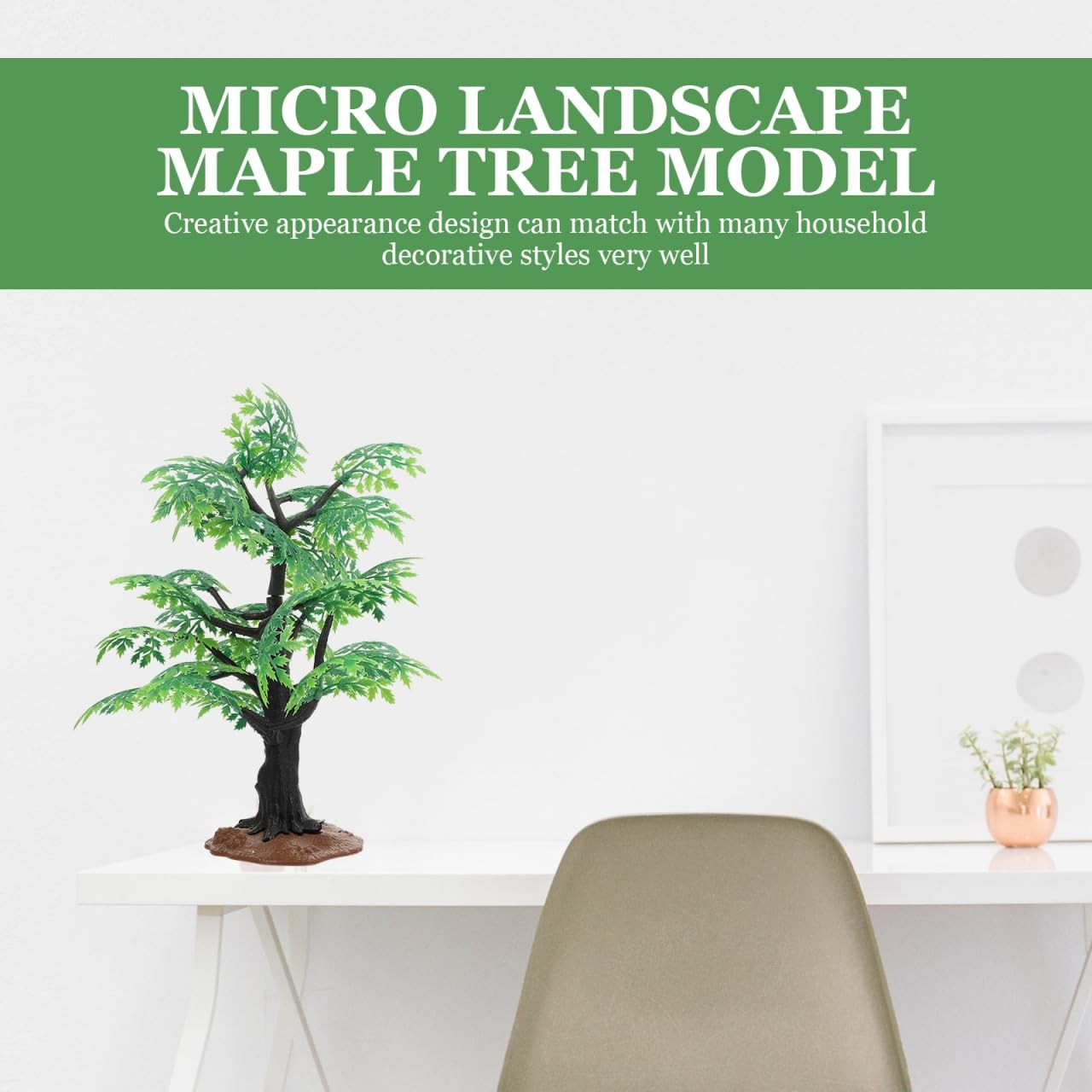 Green Miniature Maple Tree Model 12 Inch Artificial Plant Tabletop Decor