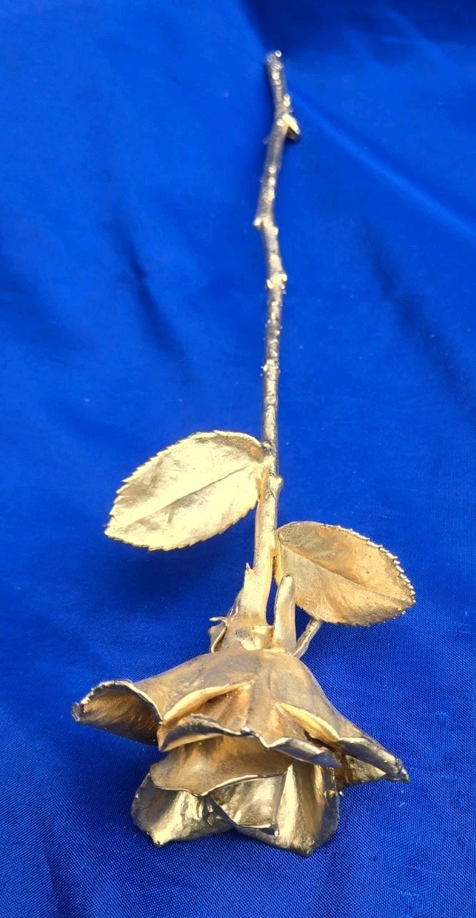 Gorgeous Gold Dipped Rose Semi Open Bud 11″