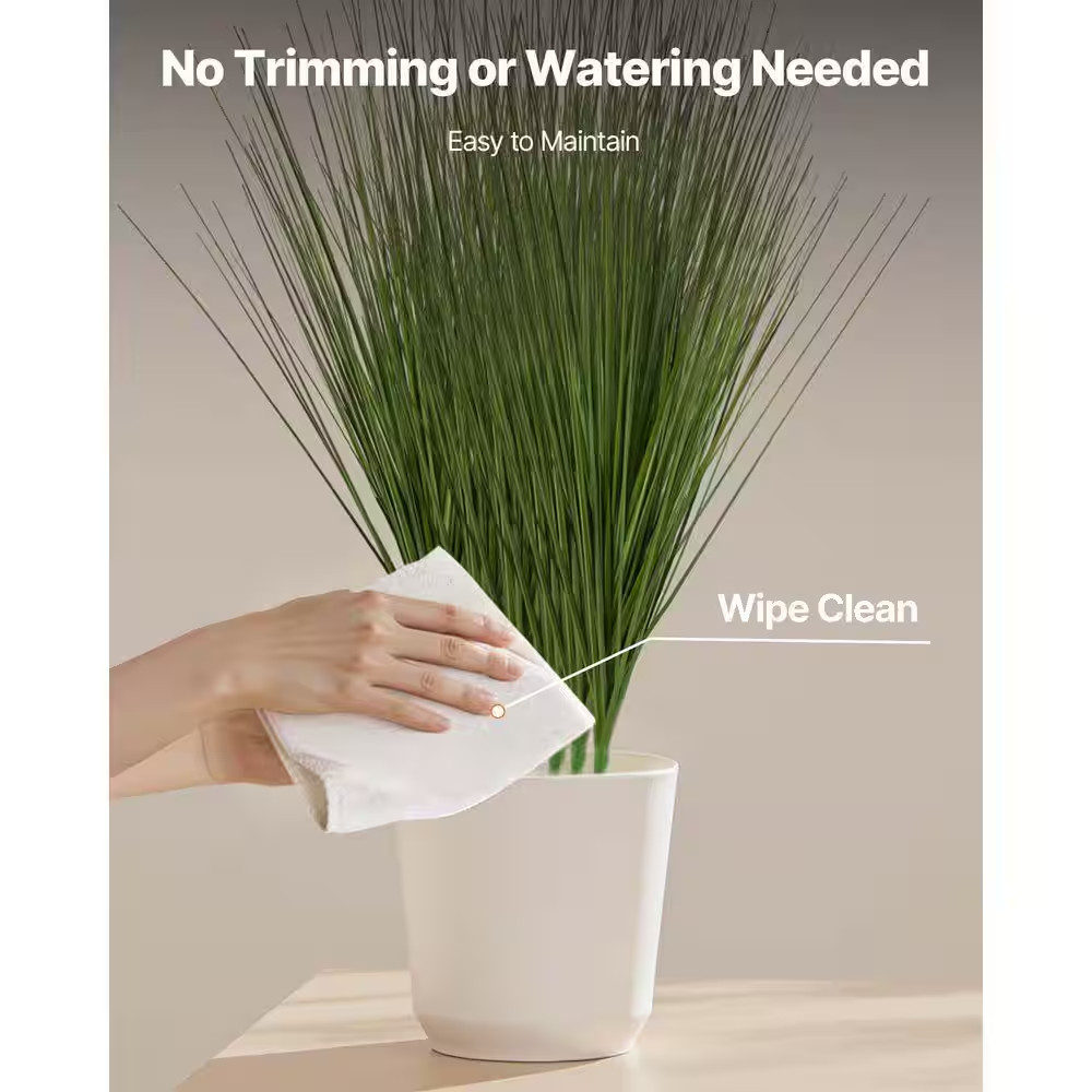 Artificial Grass Plant, 27 In. Faux Onion Grass, PVC Greenery Shrubs for Indoor/