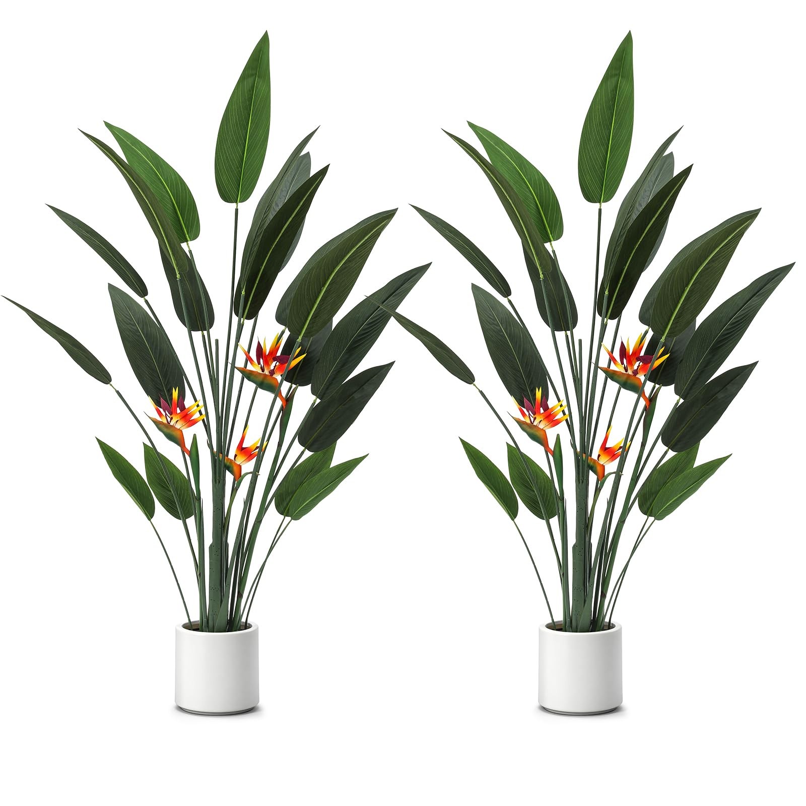 2 Pcs 5 ft Artificial Bird of Paradise Plant Faux Banana Leaf Tree Tall Lifel…