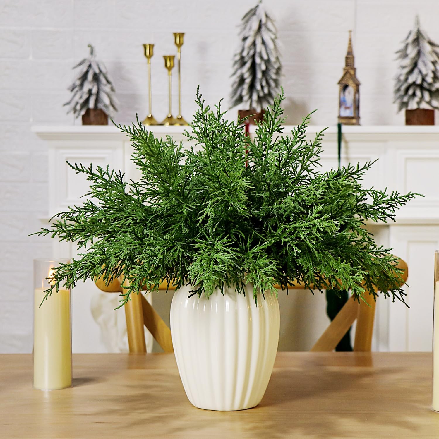 24PCS Artificial Pine Needles Branches Real Touch Greenery Stems Cedar Pine S…