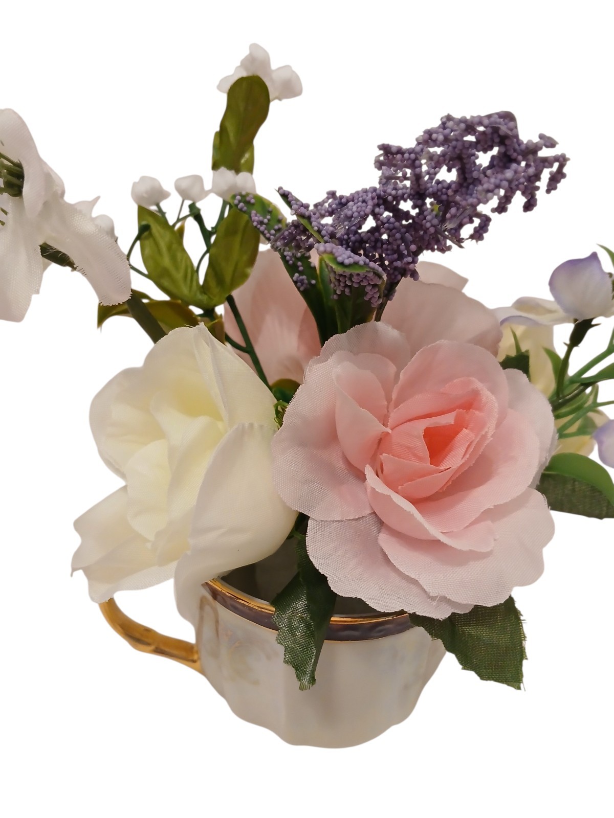 Tea Party Floral Arrangement Pink White Roses POP-IN Bridal Vanity Elegant Gift
