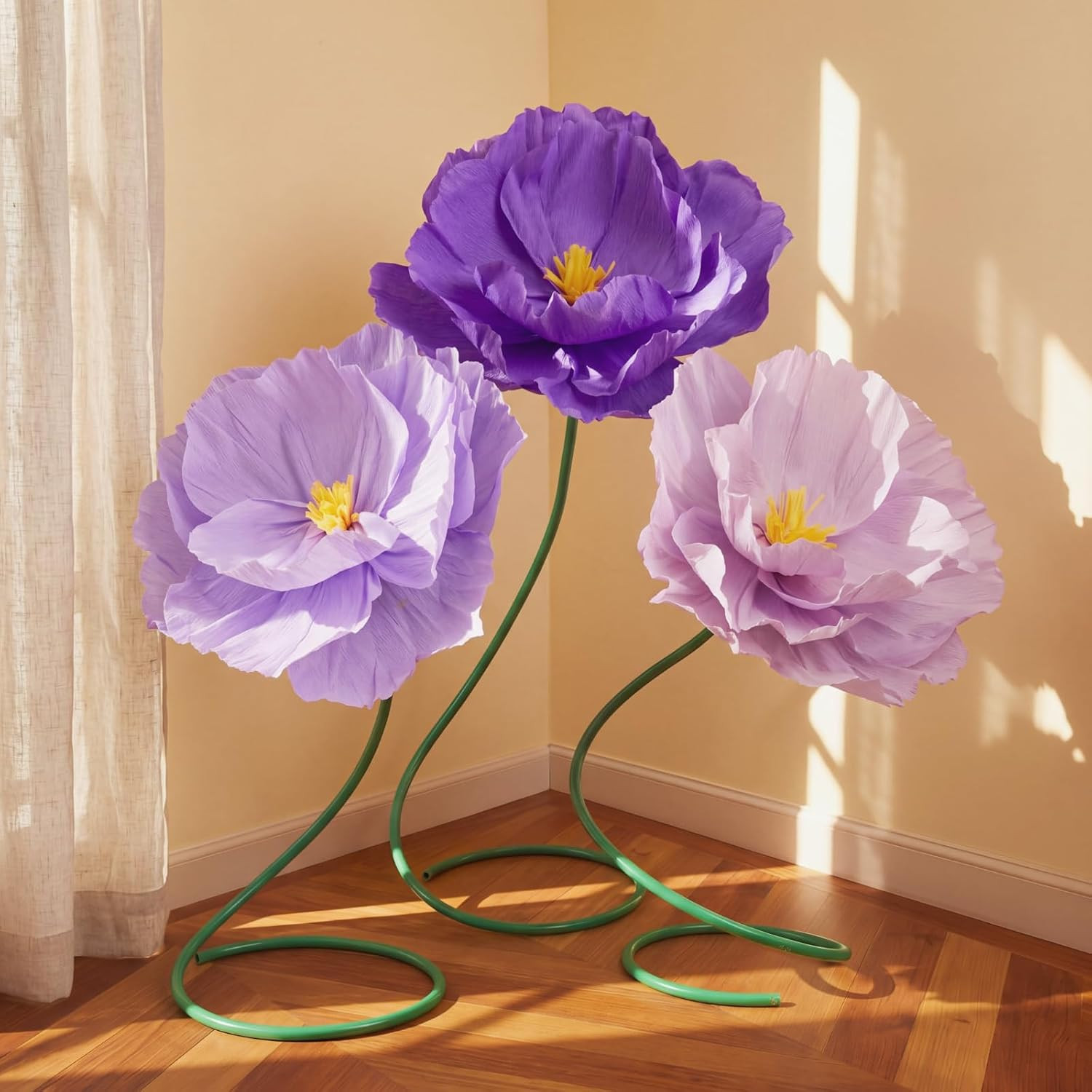 3 Pcs 5Ft Large Mix Color Poppy Flowers Giant Artificial Poppy Huge Decoration f