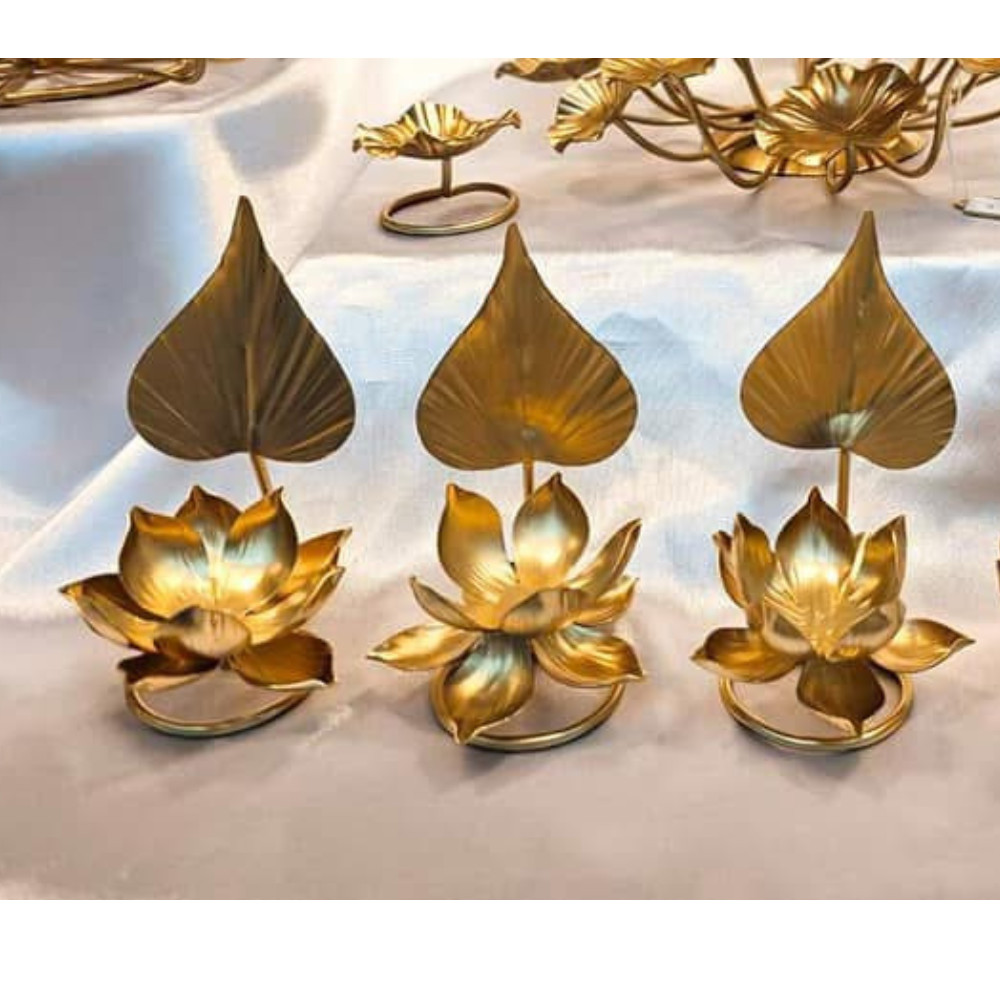 Thai Gold Lotus Flower Ornament Temple Style Buddha Altar Meditation Home Decor