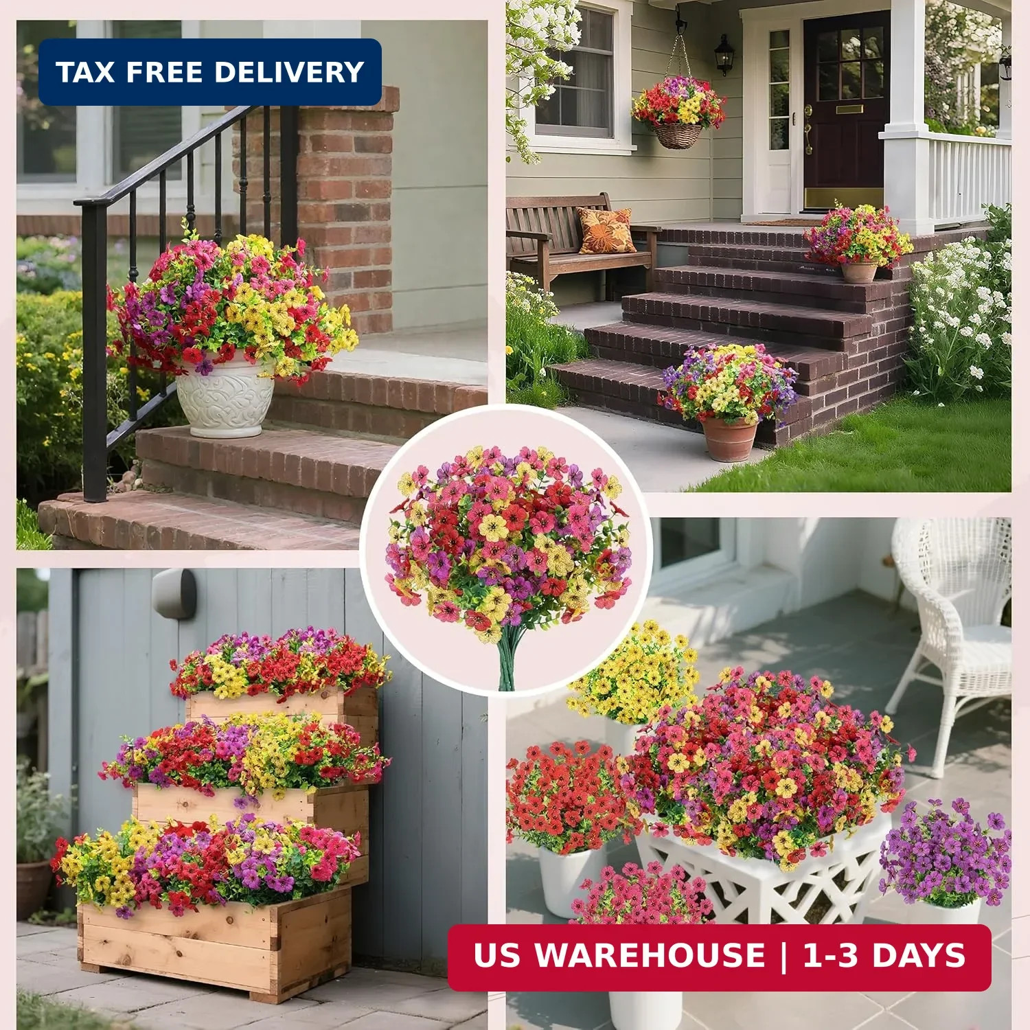 Der Rose 12 Bundles Artificial Flowers for Outdoors Fake Flowers Plants Spring S