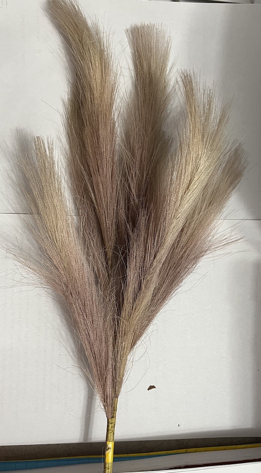 Ansemble of Faux Pampus Grass Bohemian Style Floral Arrangements about 5 Sprigs