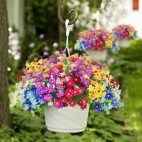 12 Bundles Artificial Fake Flowers for Outdoor Decoration,Shyshining 6 Colors