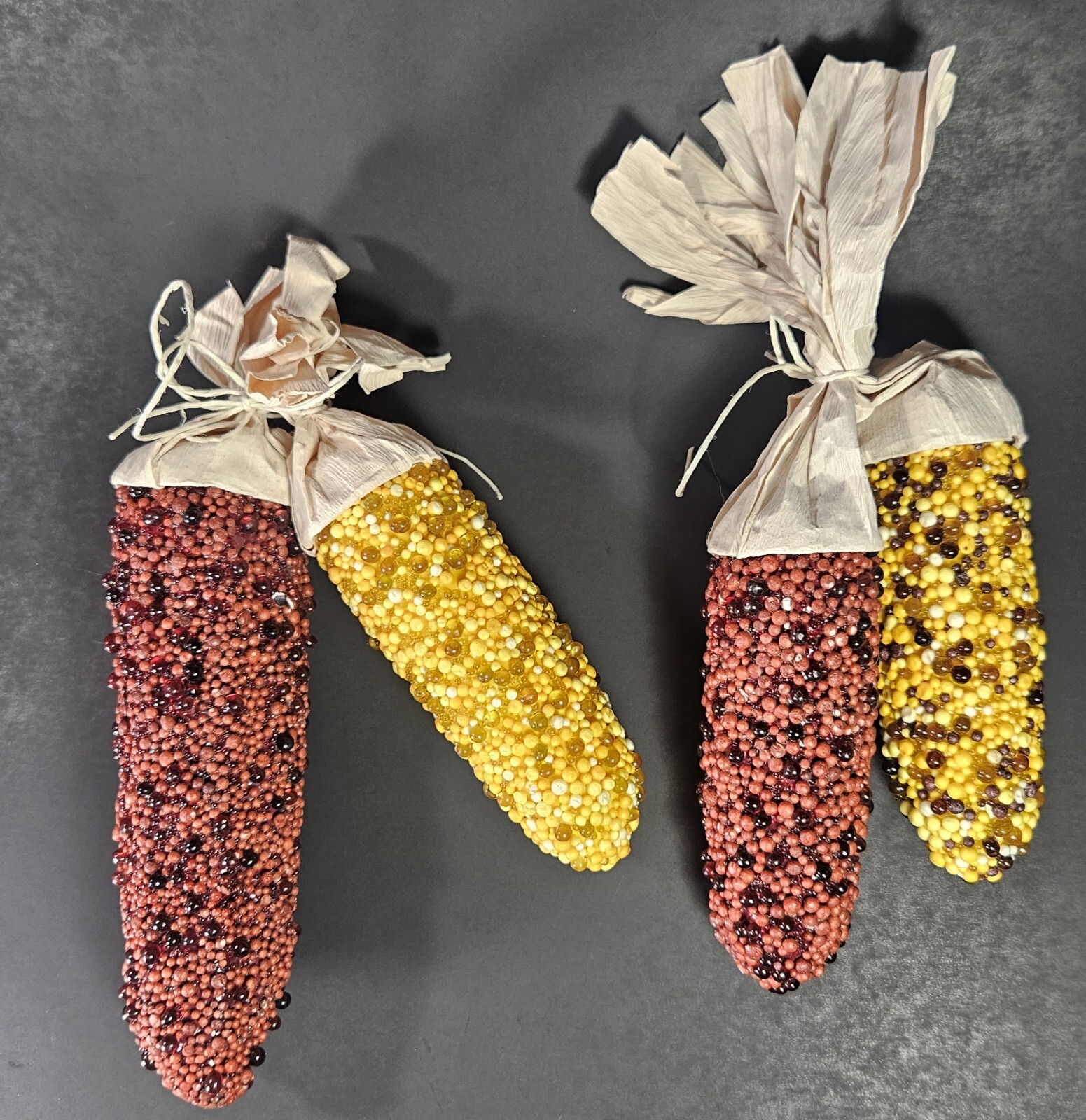 Beaded Indian Corn Cob Mix Lot Styrofoam Acrylic Yarn Thanksgiving Autumn Decor