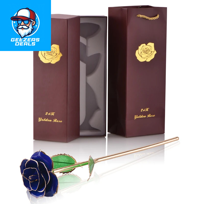 Gifts for Women 24K Gold Dipped Rose with Stand Eternal Flowers Forever Love in