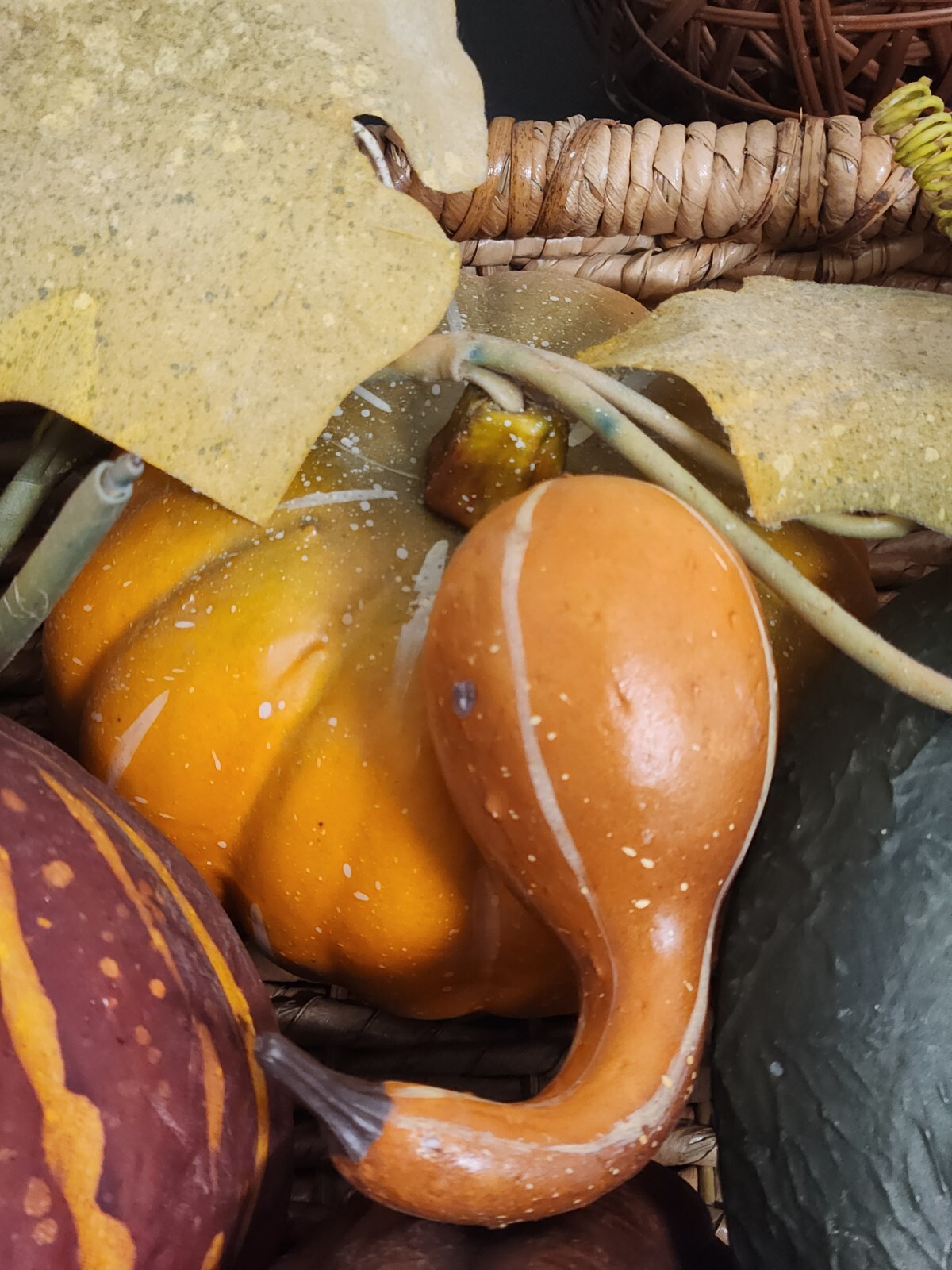 Foam Gourds Centerpiece Rustic Basket Home Decor Autumn Decorations 18″x12″x4″