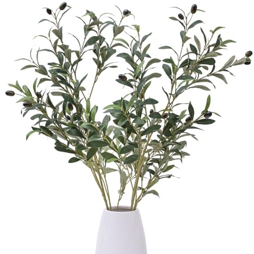 39 Inch Artificial Olive Branch Greenery Stems Fake Plants withLeaves for 2