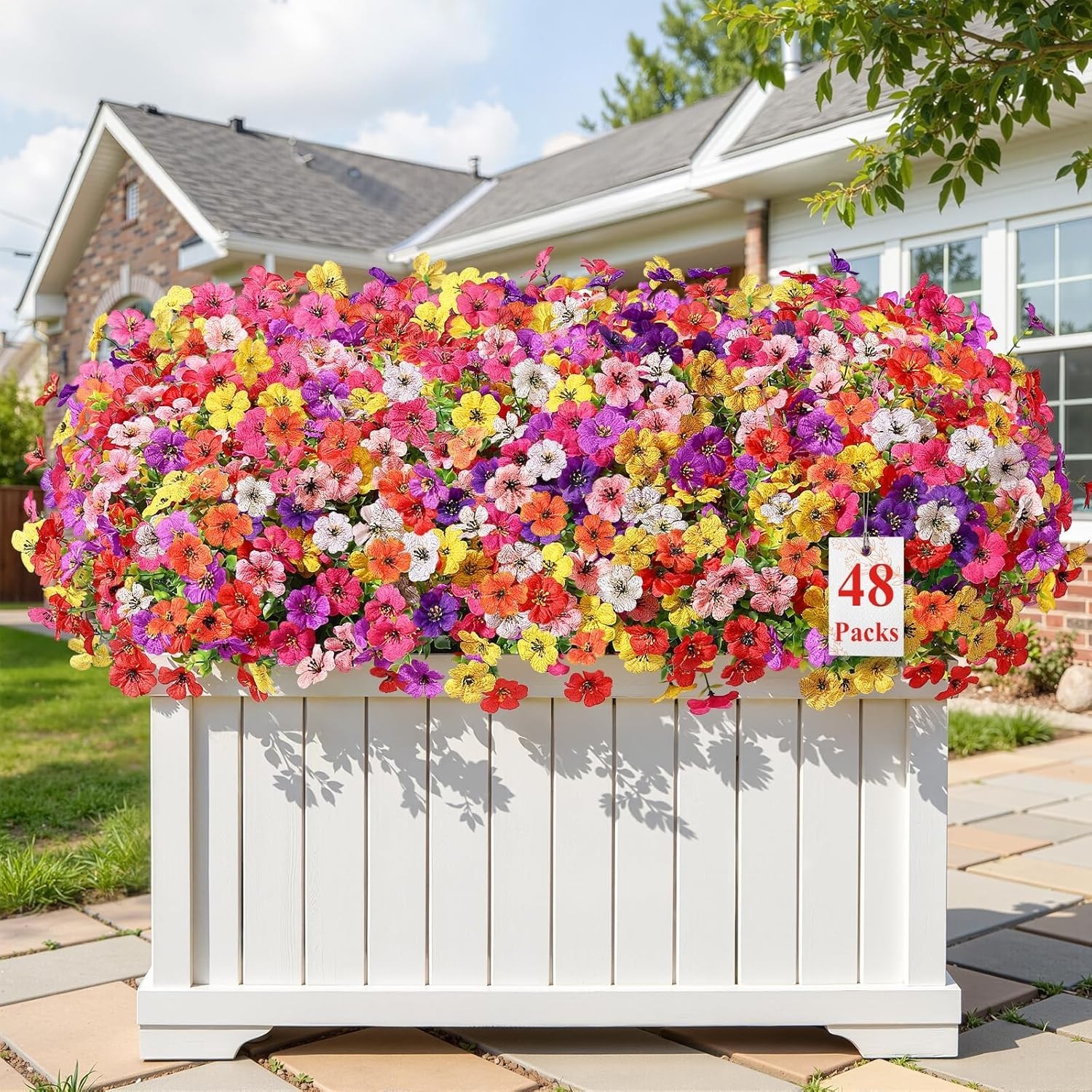 Realistic Artificial Flowers for Outdoors – 48 Pcs
