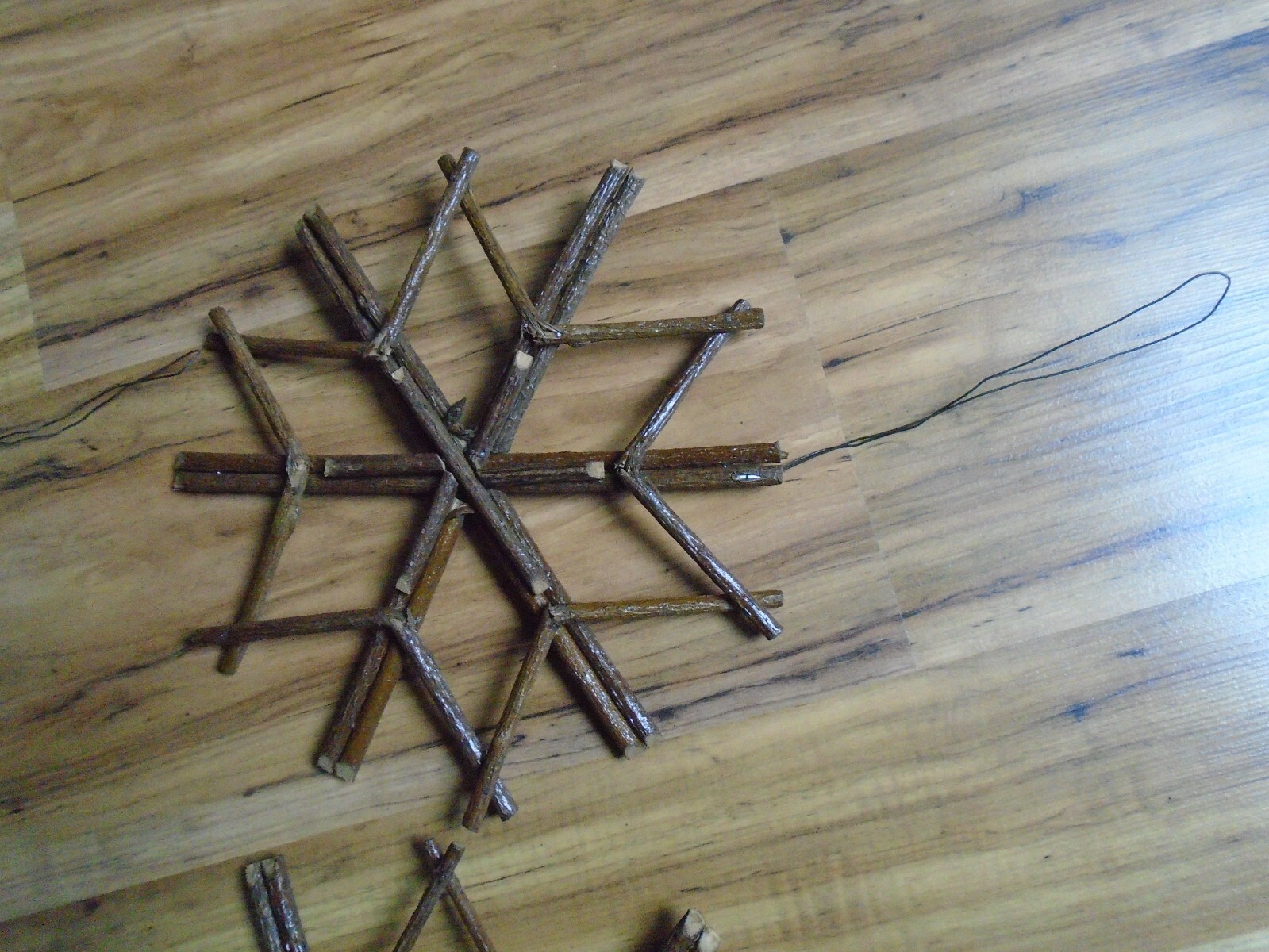 6 Natural Twig 3D Sets Of Snow Flakes Rustic Home Decor 12″ 10″ 7″ Cabin Lodge