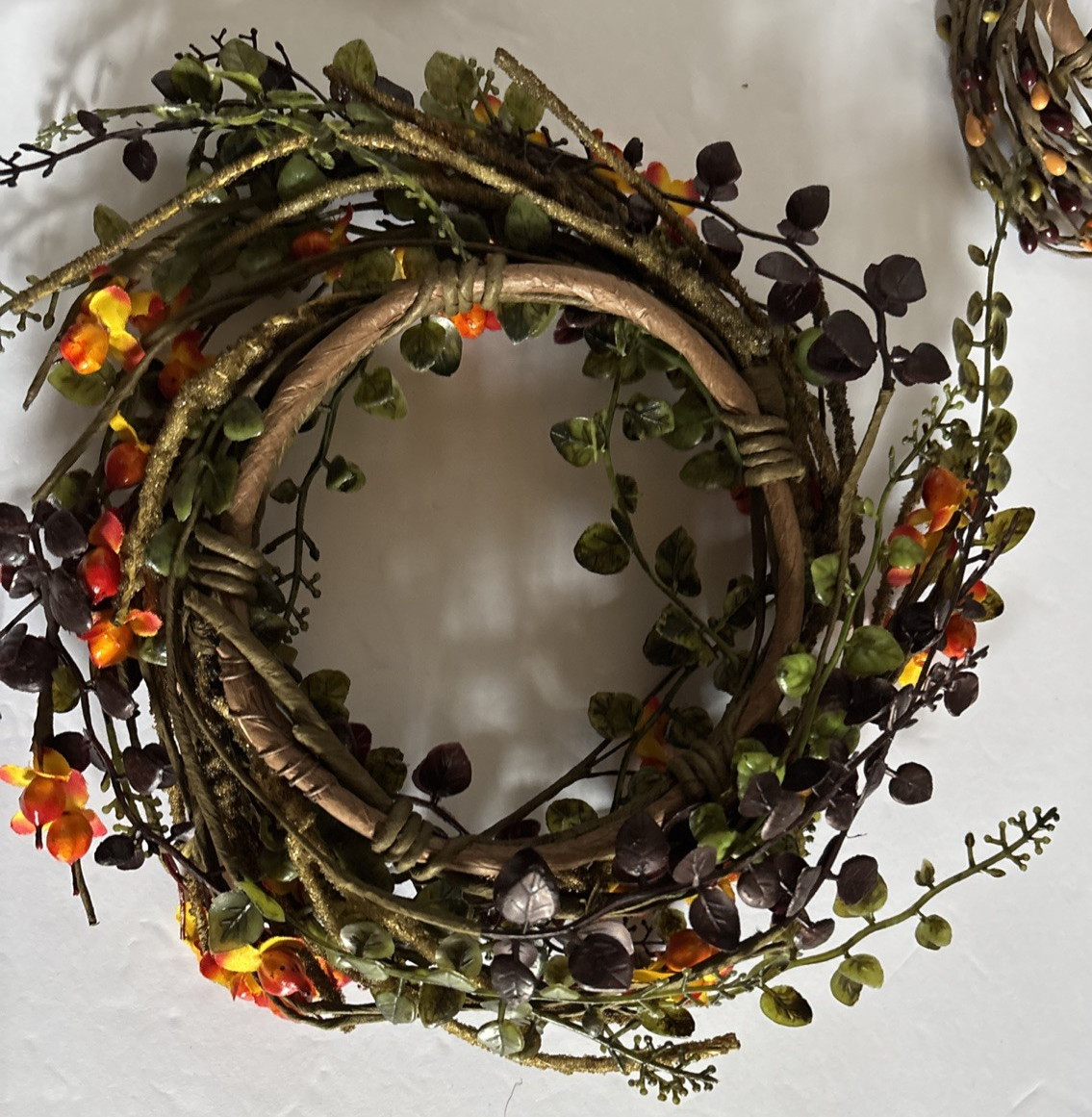 4 Sizes Fall Pip Berry Candle Ring Wreath Country Autumn