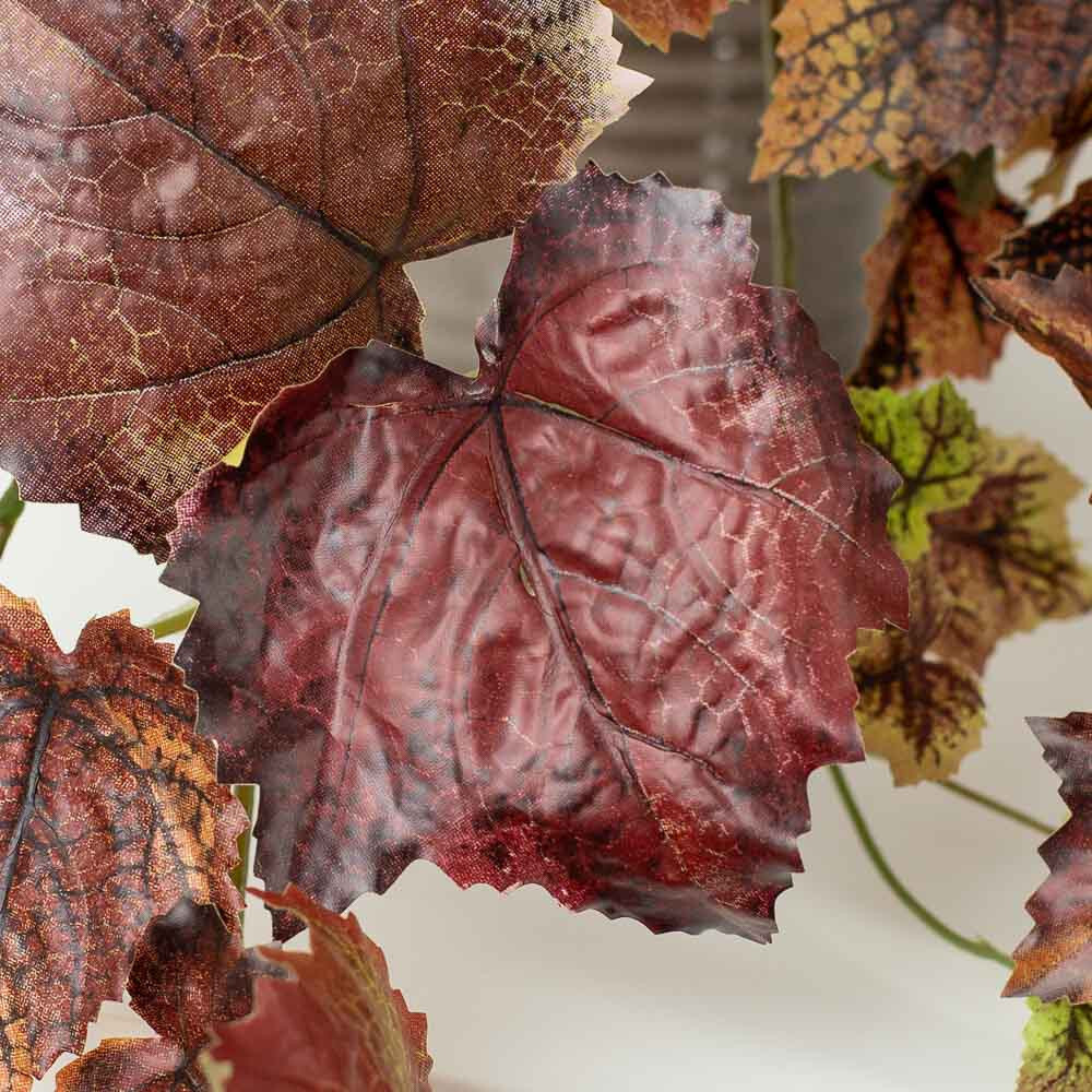 Real Touch Lifelike Burnt Red Artificial Grape Leaf 39″ Floral Bush