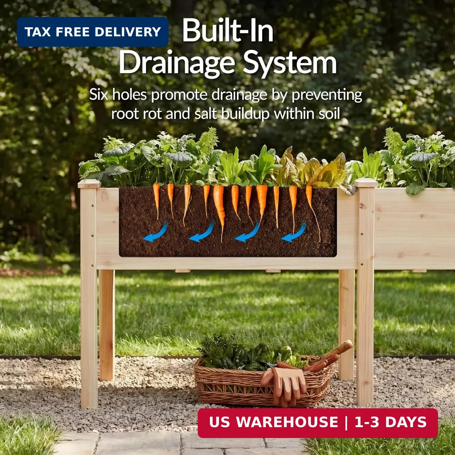 Best Choice Products 72x24x30in Raised Garden Bed, Elevated Wood Planter Box Sta