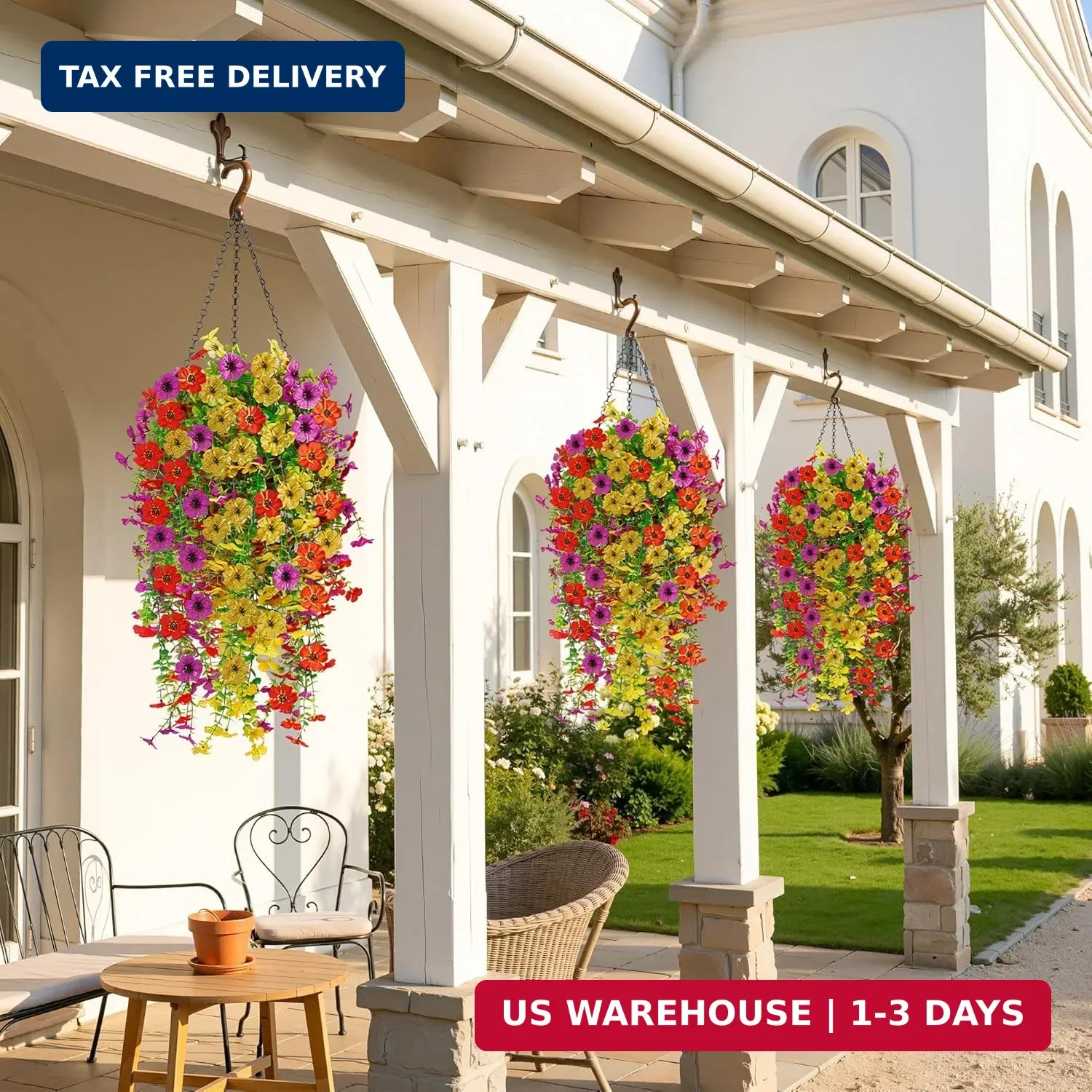 AGIRL Artificial Flowers for Outdoors,6 Bundles Faux Silk Flowers with Leaves fo
