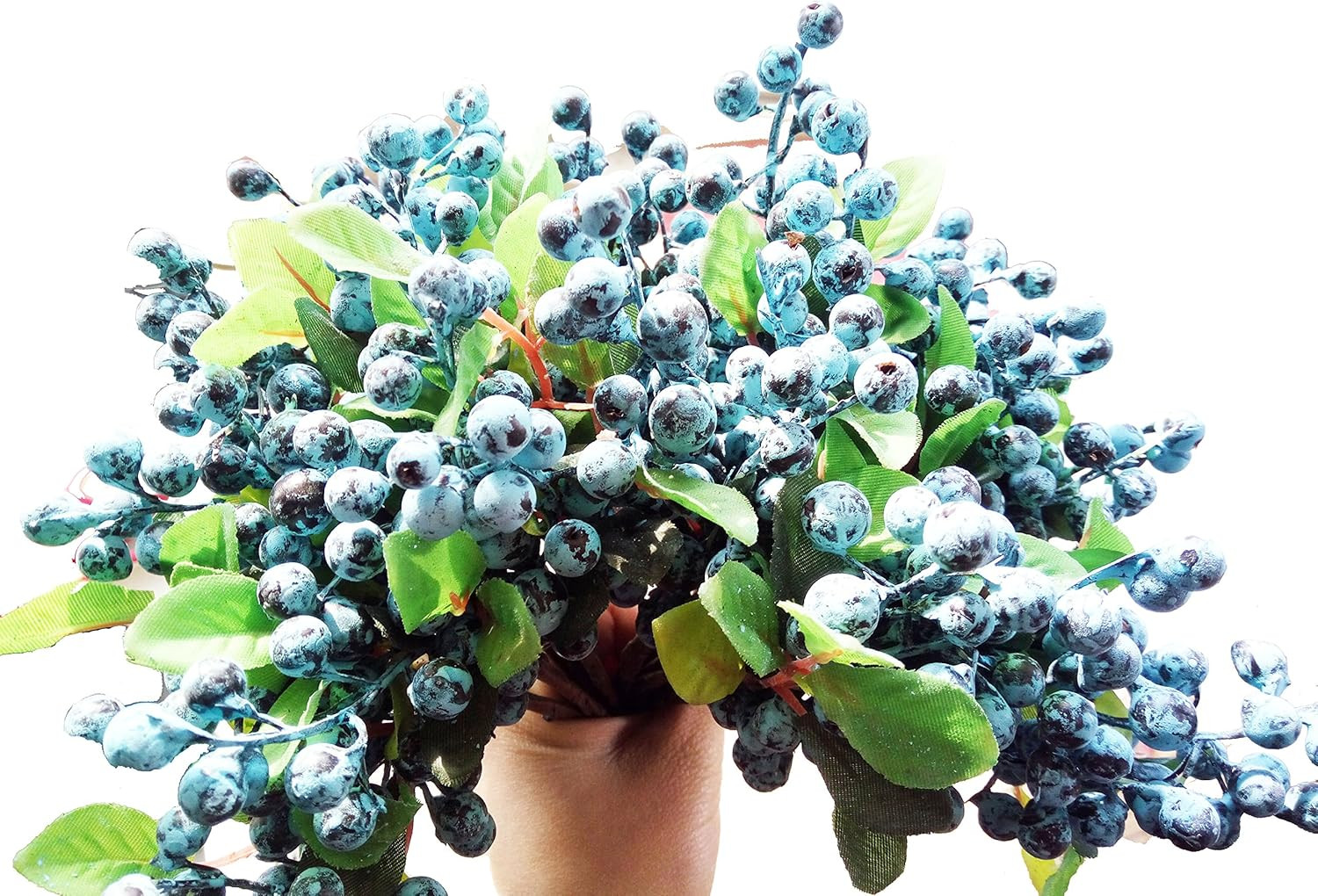 10 Pack Artificial Flowers California Faux Blueberries Artificial Stems for Deco