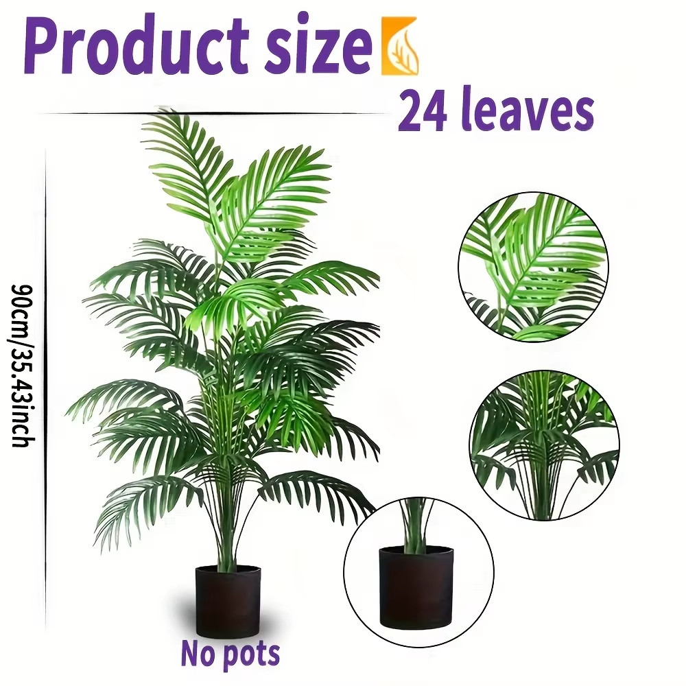 2pcs Artificial 24 Leaf Palm Leaves Green Plants Realistic Trees Decoration HOT
