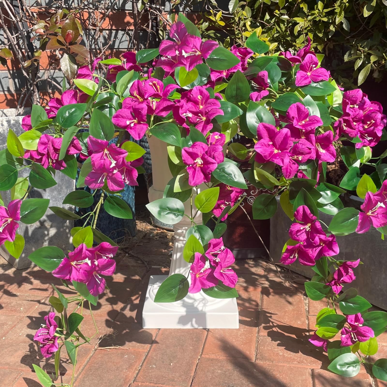Artificial Bougainvillea Flowers Faux Plants for Outdoor UV Resistant, Fake S