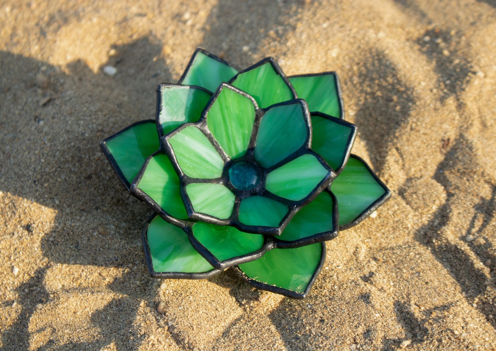Artificial Succulent Plant, 1 pcs 3D Stained Glass Succulent Ornament, Handma…