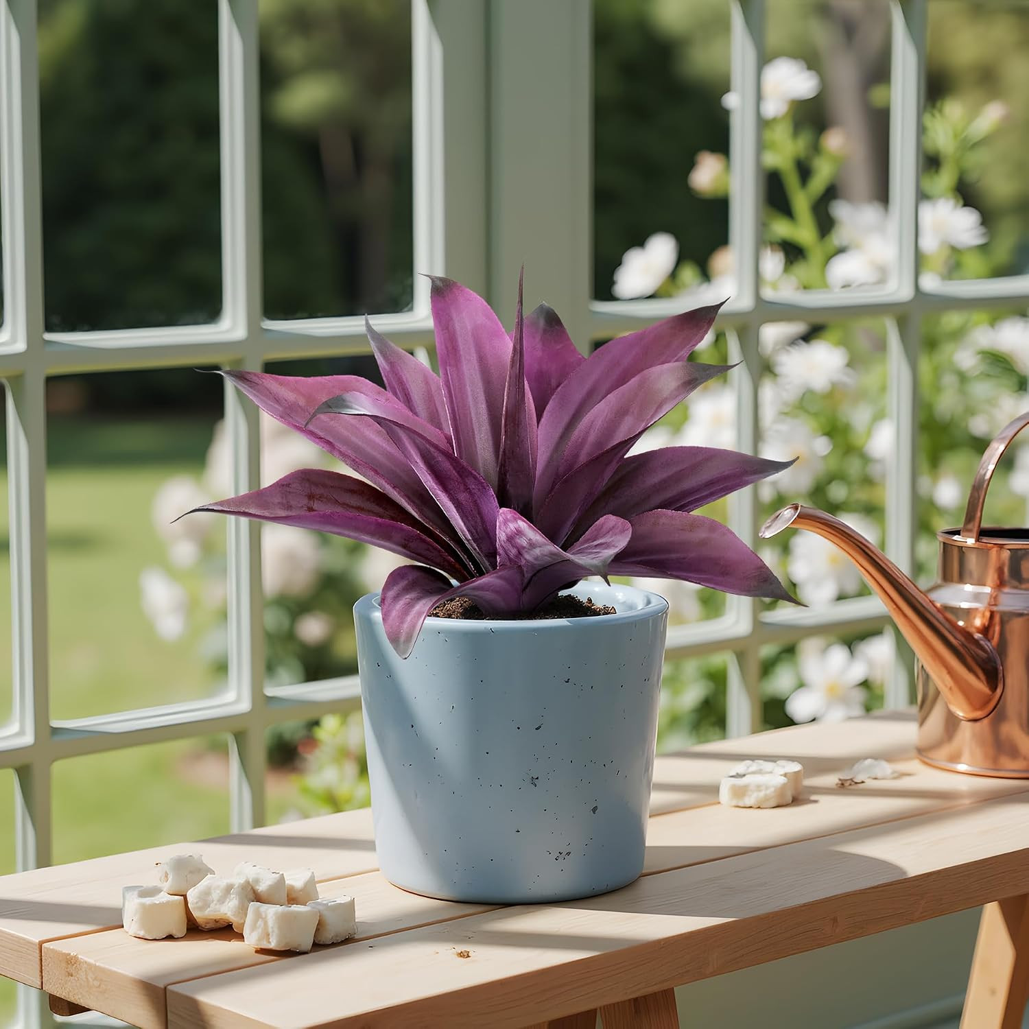 UV Resistant Faux Agave Plants – 14.2in Purple, 2 Pack for Indoor/Outdoor Use