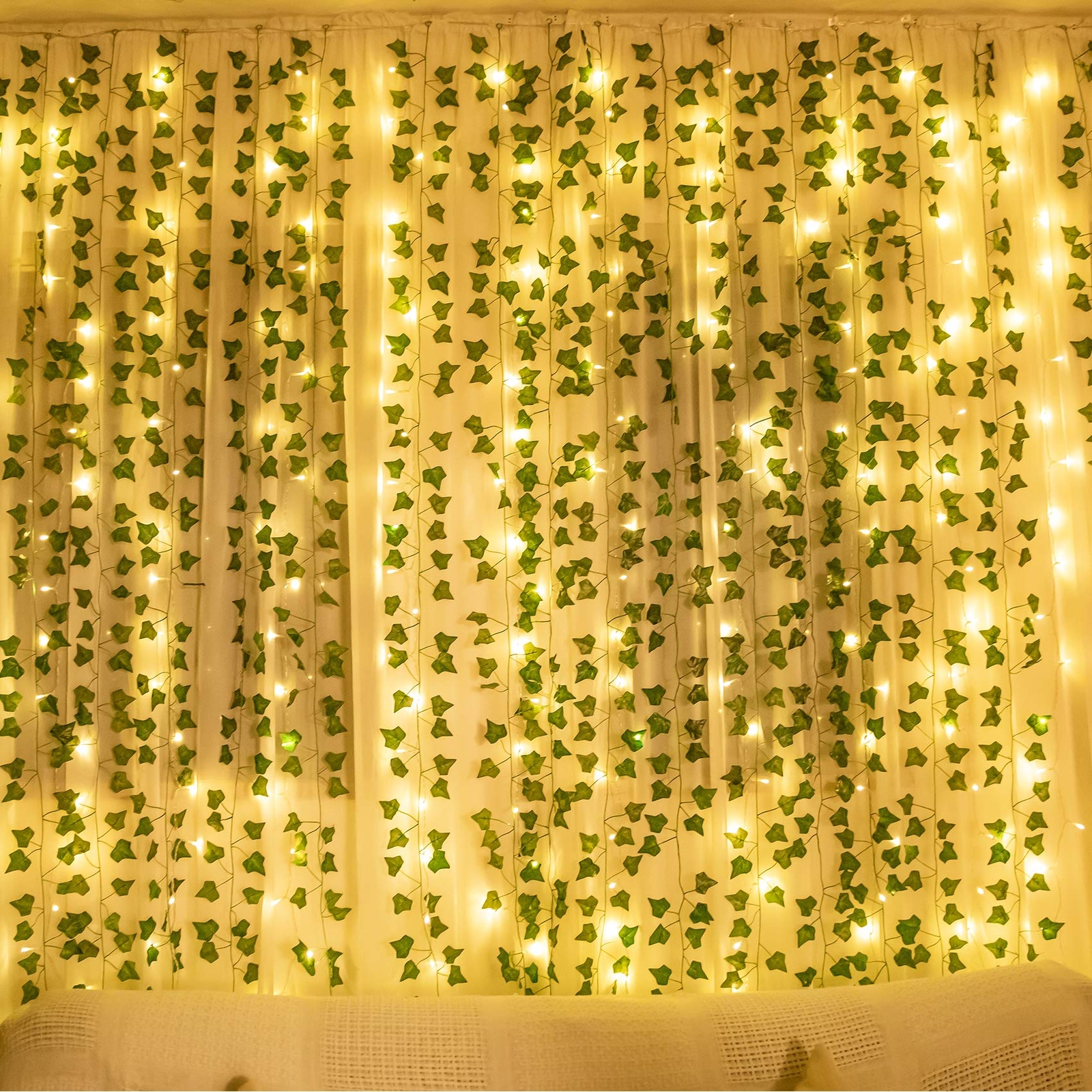 12 Pack 84FT Artificial Ivy Leaf Plants Greenery Garland with String Lights