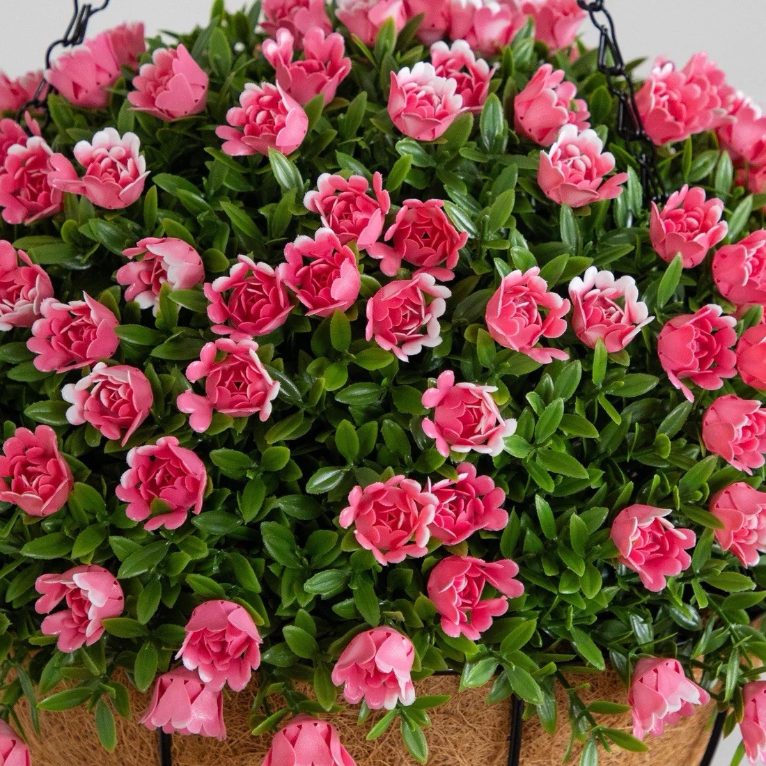 19” UV Resistant Artificial Mini Rose Hanging Basket Indoor/Outdoor