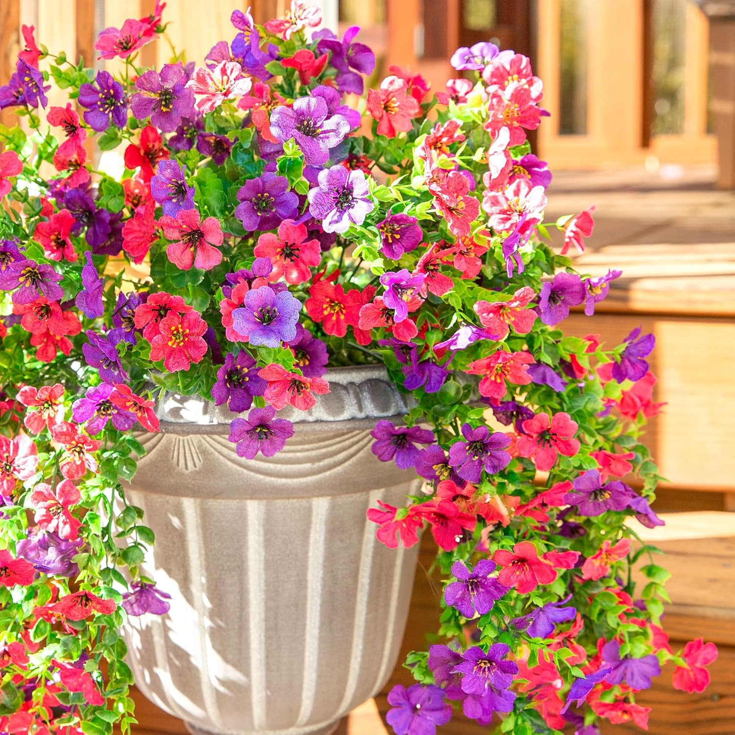 Artificial Flowers for Outdoors Decoration, 2Pcs Fake Hanging Spring Summer Deco