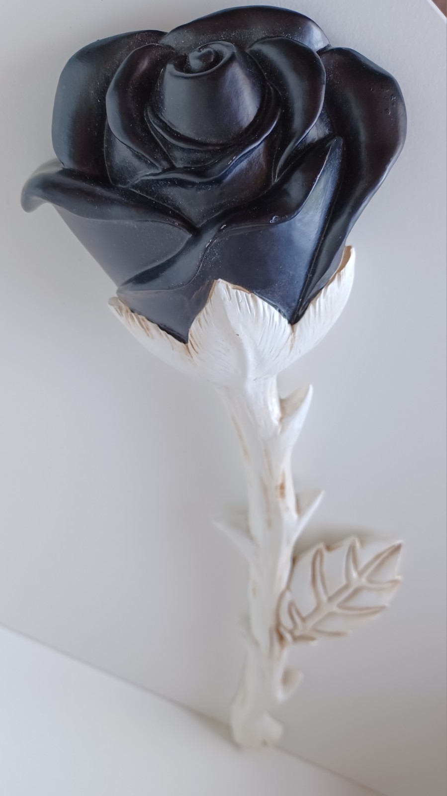 Spirit Halloween Black Rose Flower With White Stem Decor Wall Hanging Piece