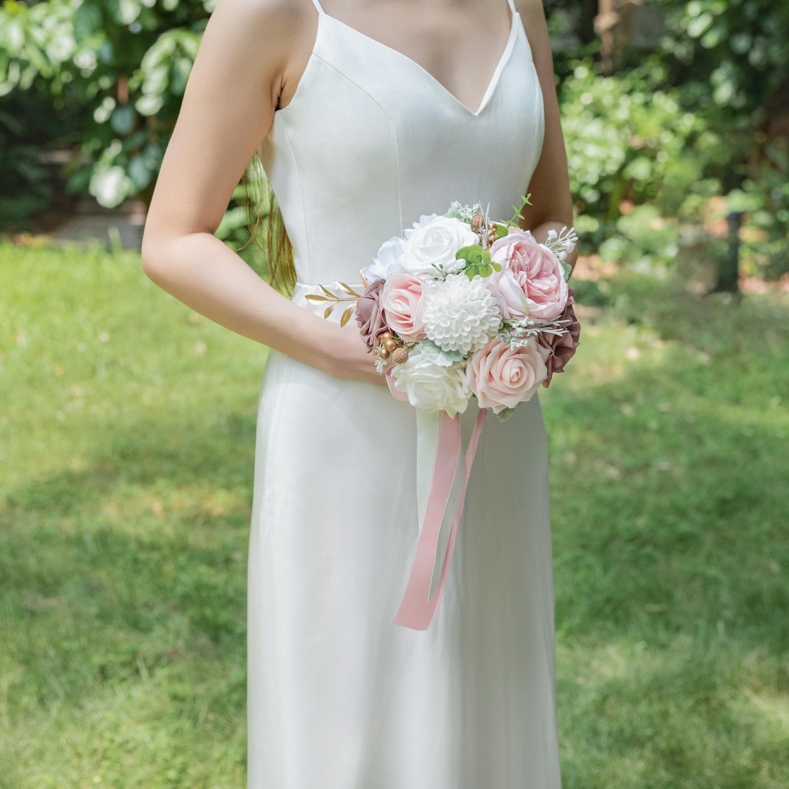 Wedding Bouquets for Bride Dusty Rose & Blush Pink Artificial Flower Decor