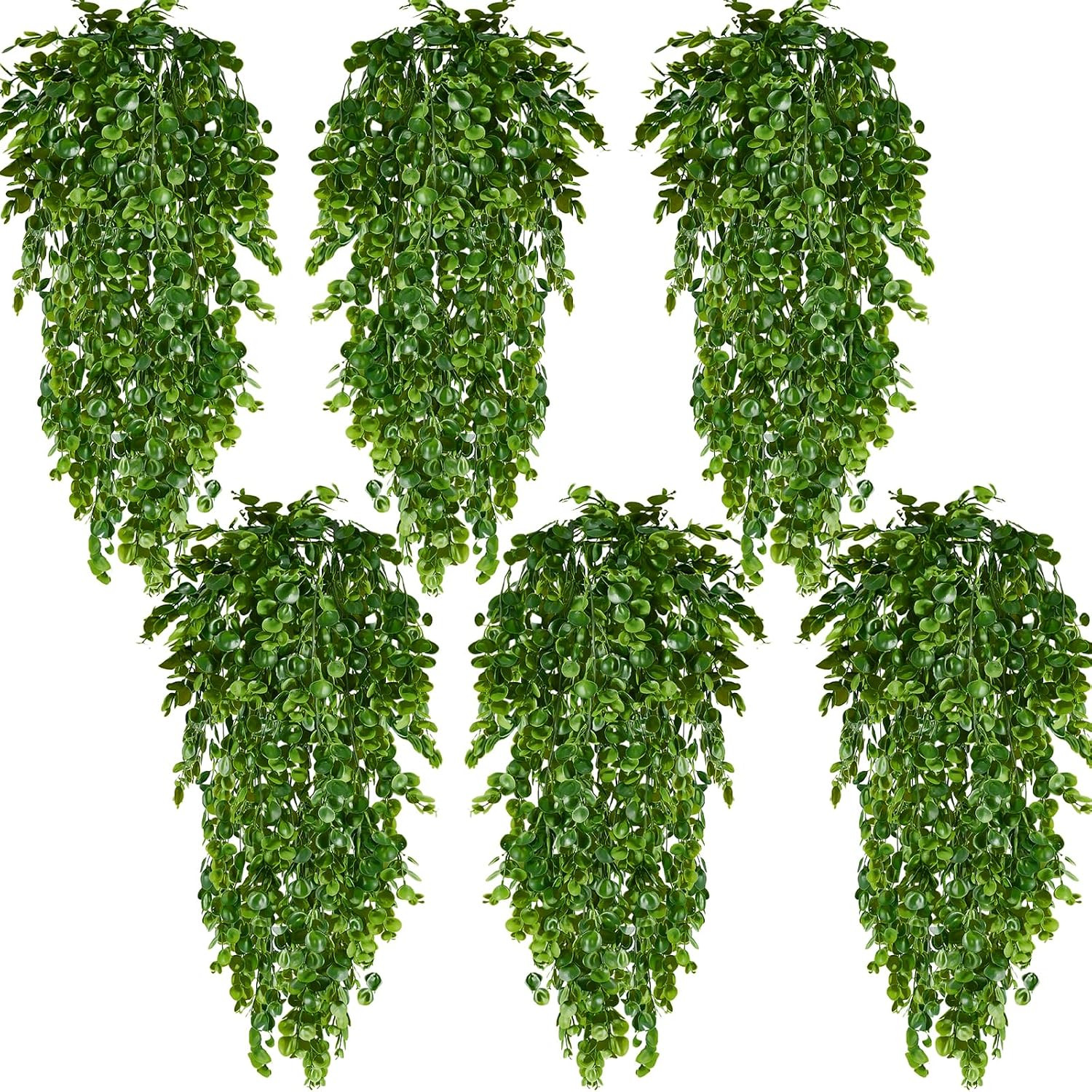 6Pcs Fake Hanging Plants Faux Greenery for Outdoor Planters Wall Plants Hanging