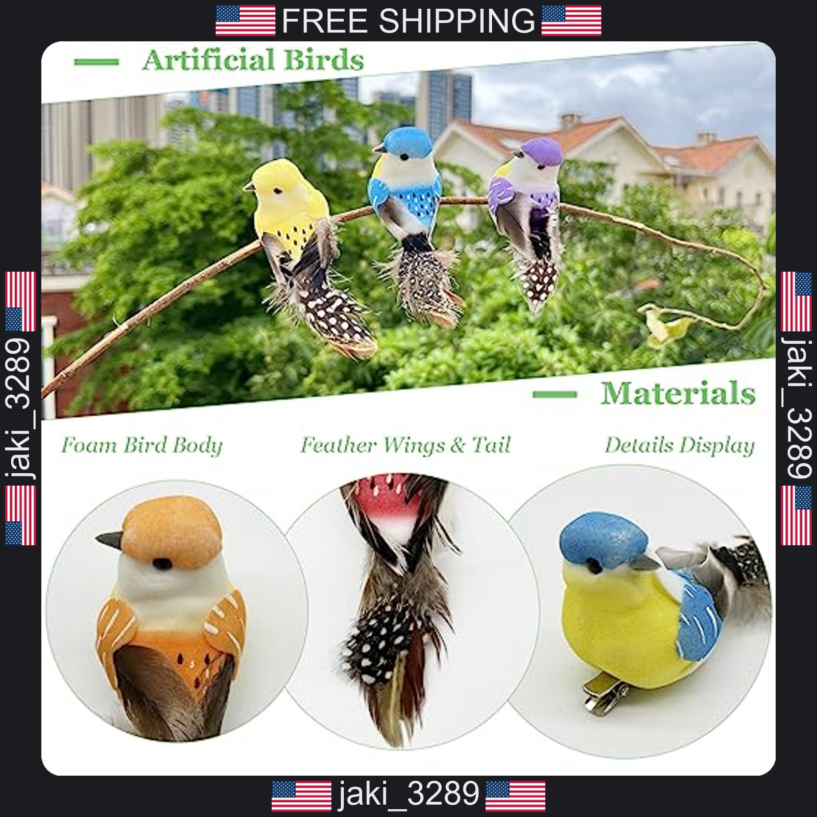 Lwingflyer 12pcs Small Feather Bird Clips for Spring Tree Wreaths Floral
