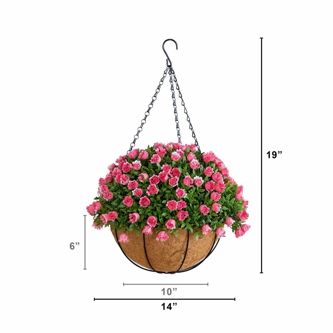 19” UV Resistant Artificial Mini Rose Hanging Basket Indoor/Outdoor