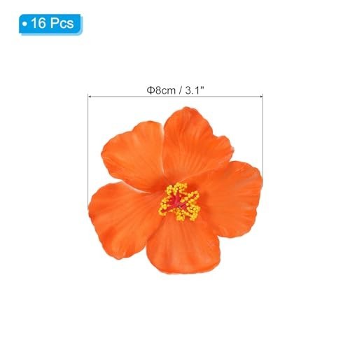 16 Pack Artificial Hawaiian Hibiscus Flowers Clips – Foam DIY Decor, Party Favor