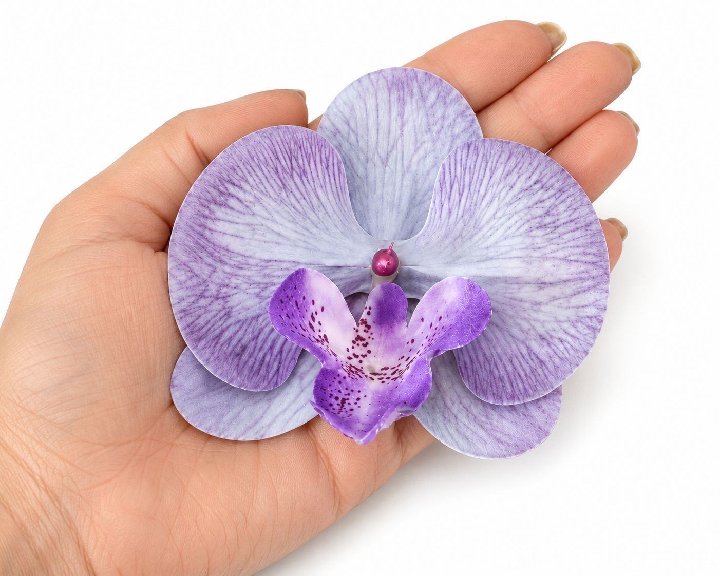 Set of 2 Lavender Purple Orchid Flower Heads 3.5 Inch Faux Floral Corsage Craft