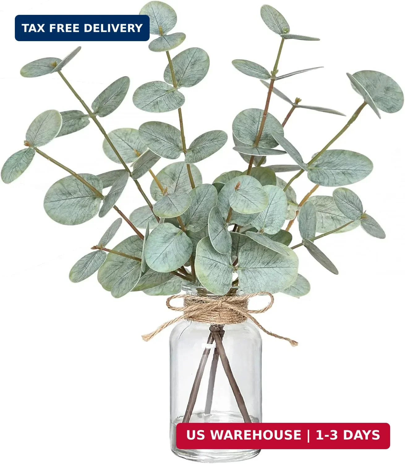 Fake Eucalyptus Stems in Vase with Faux Water,Artificial Plants Eucalyptus Leave