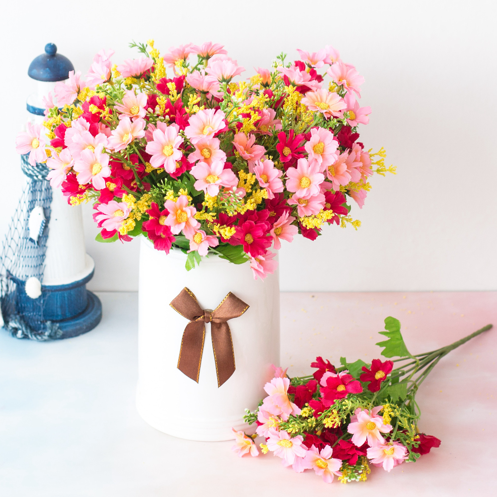 28 Heads Simulated Chrysanthemum Flower Decor Balcony Hanging Basket Floral