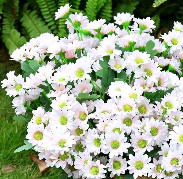 24 Bundles Artificial Daisy Flowers for Outdoor – Fake Mums Faux UV Resistant…