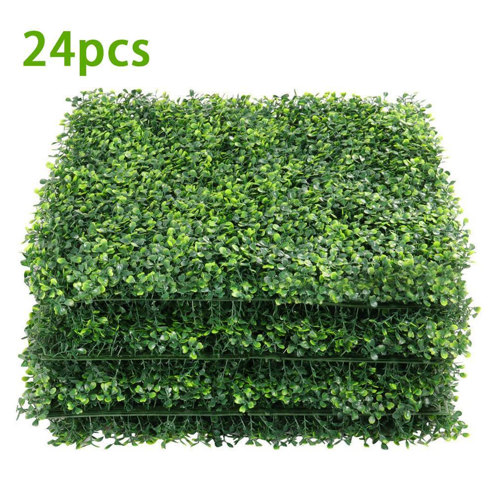 24PCS 10″x10″ Artificial Plants Mat Wall Hedge Decor Privacy Fence Panel Grass