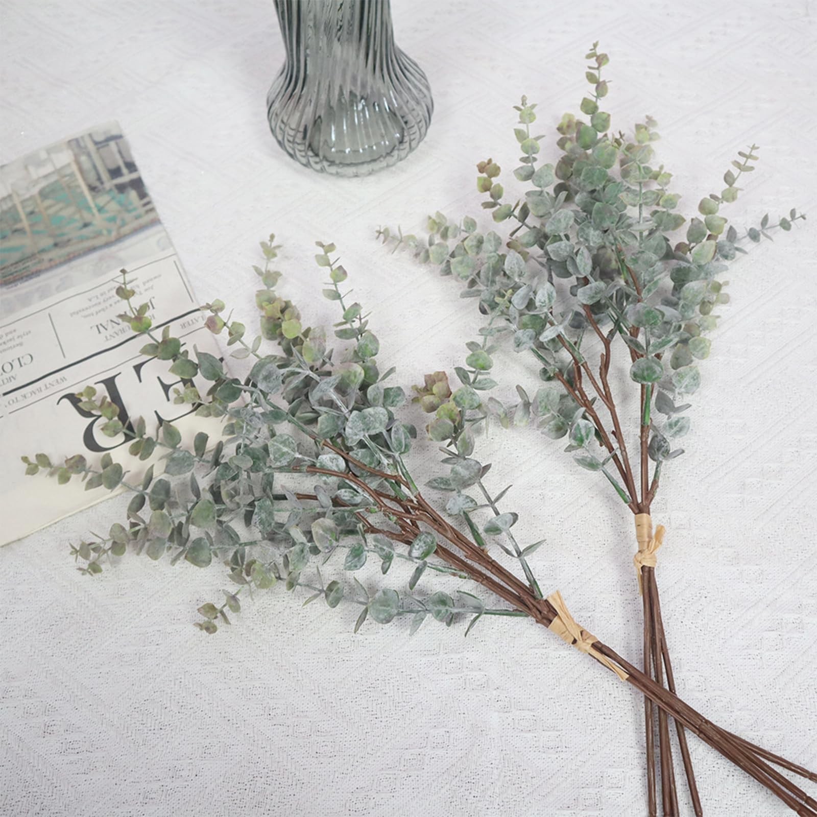 12 Pcs 20” Green Eucalyptus Stems, Artificial Fake Faux Eucalyptus Greenery,…