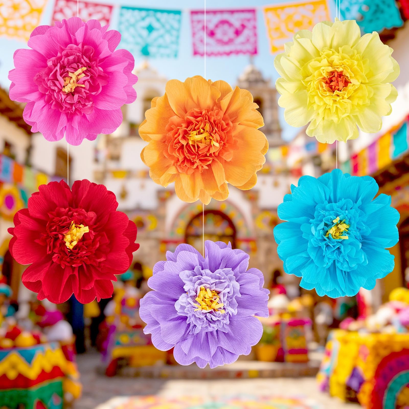 Large Paper Flowers Giant Fiesta Tissue Flower Decorations Wall 12 Inch