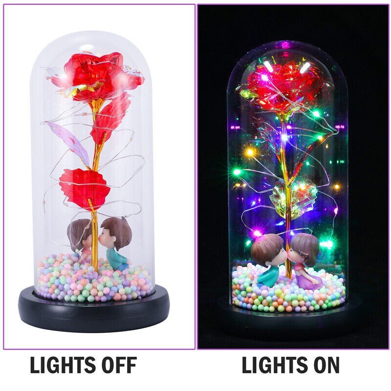 Crystal Galaxy Enchanted Forever LED In Glass Dome Rose Valentine’s Day Gifts
