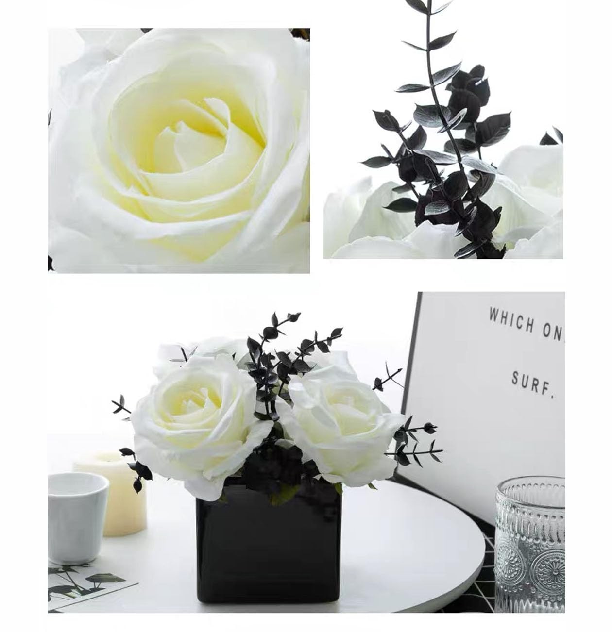 Artificial Flowers with Small Ceramic Vases, Roses in Vases Plastic Artificia…