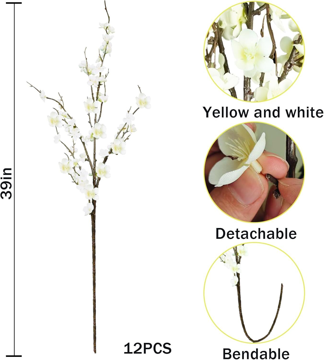 12 39-inch tall artificial cherry blossom stems